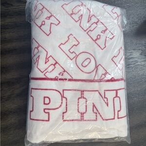 PINK Victoria's Secret White Beach Towel with Pink Logo